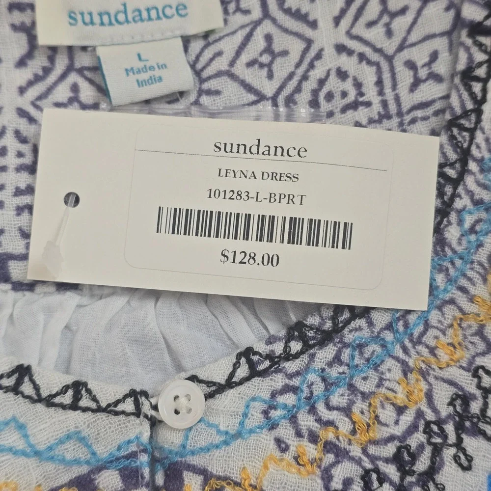 Sundance Leyna Dress Womens L Embroidered Tassel Boho‎ Festival Artisan Coastal - Picture 5 of 9